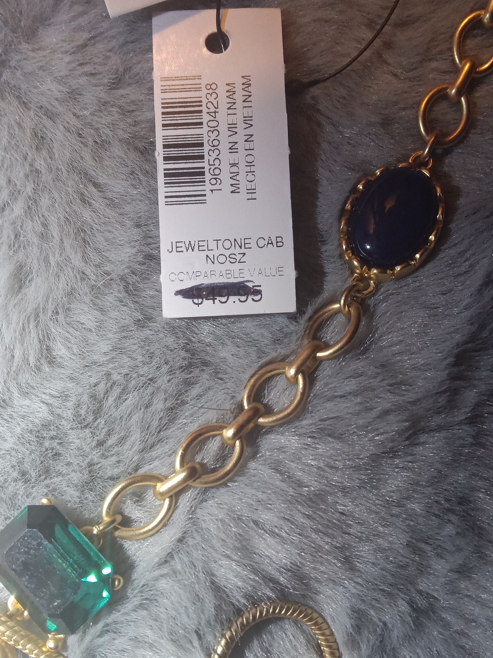 Chico's Gold-Tone Necklace And Earrings with Blue, Green, Pink & Burgundy Gems - Picture 4 of 8